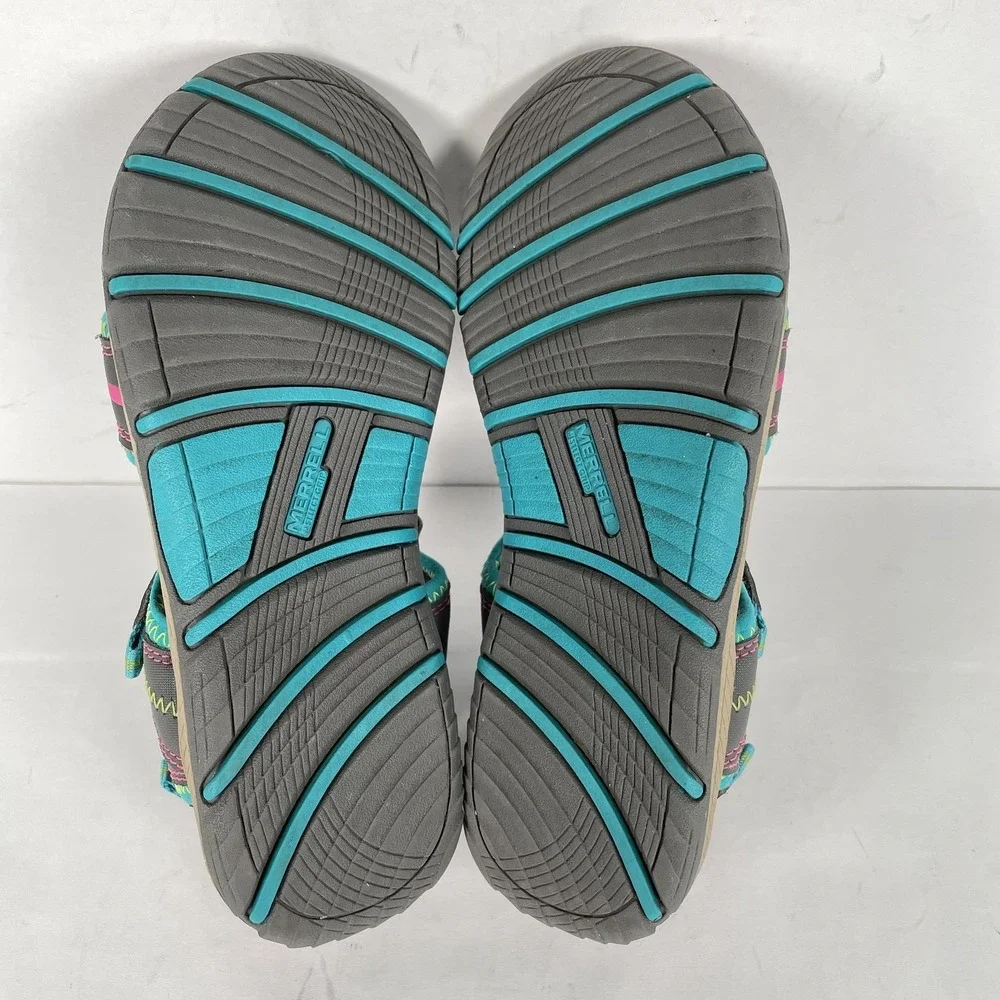 Merrell Panther Sandal Shoes Youth Size 3 Gray Pink Teal Outdoor Hiking Water